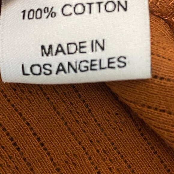 Lykke Wullf Brown Cotton Pointelle Long Sleeve Top Size M - Picture 6 of 8